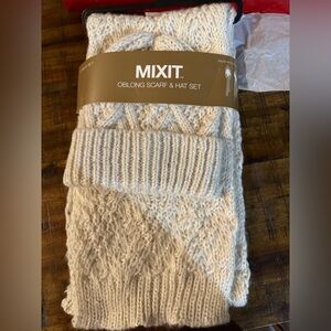 Mixit Cream Knit Scarf and Hat Set - NWT